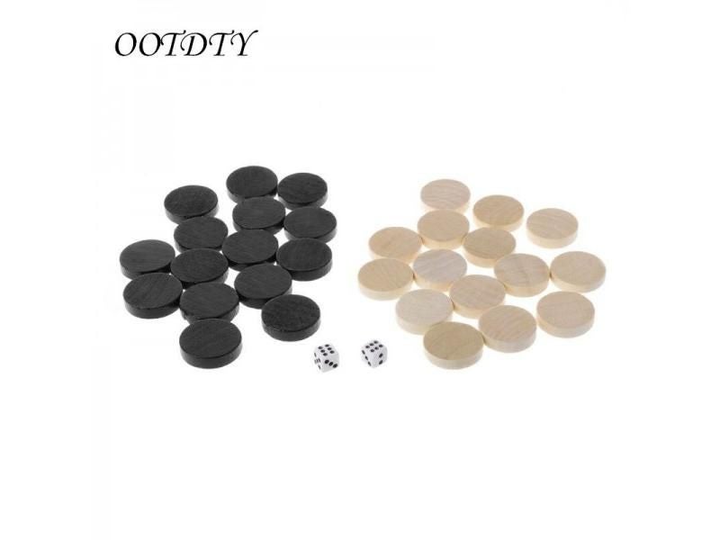 30pcs Wooden Draughts Checkers Backgammon Chess Pieces Kid Board Game Kid Carousel 1