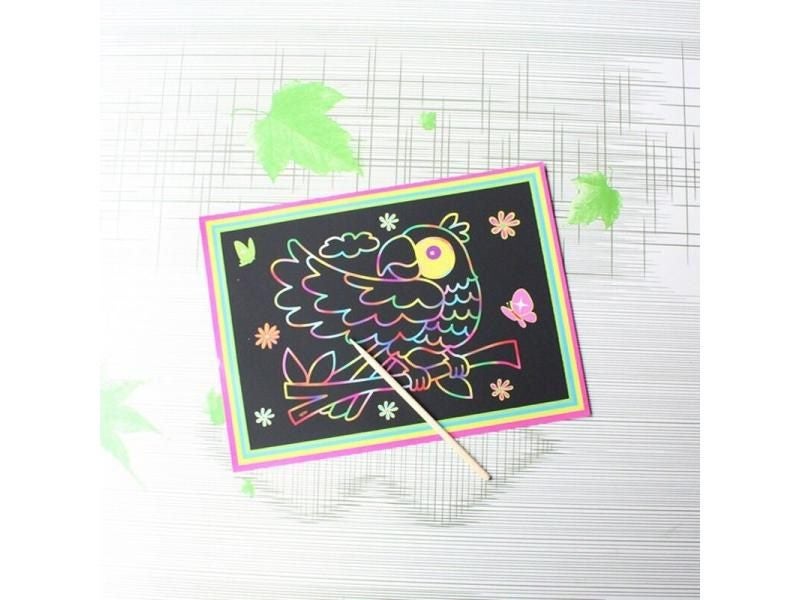 10 Pcs 13x 9.8cm Scratch Art Paper Magic Painting Paper With Drawing Stick For Carousel 1