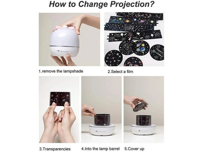 Projector Light with Bluetooth Speaker, Rechargeable, 360 Rotation, 12 Scenes Carousel 10