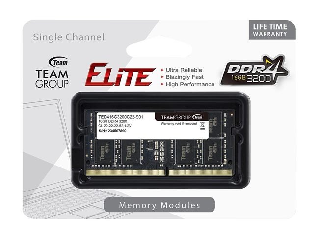 # TEAM ELITE DDR4 3200 16GB 1.2V 260-Pin SODIMM Laptop RAM Lifetime Warranty Carousel 1
