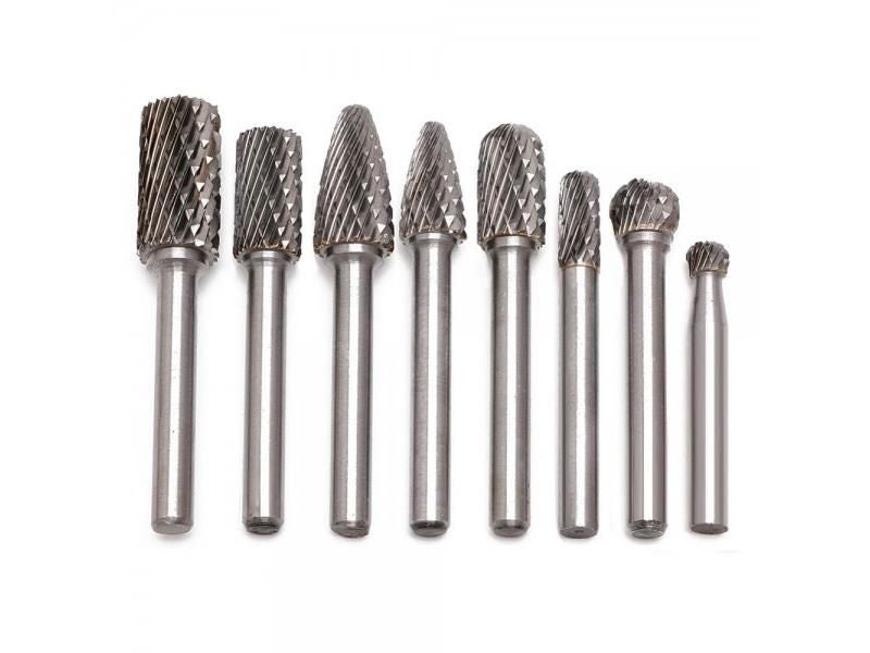 8pcs 1/4" 6mm Shank 6-12mm ACDF Tungsten Carbide Burr Bits Rotary Cutter Files Carousel 1