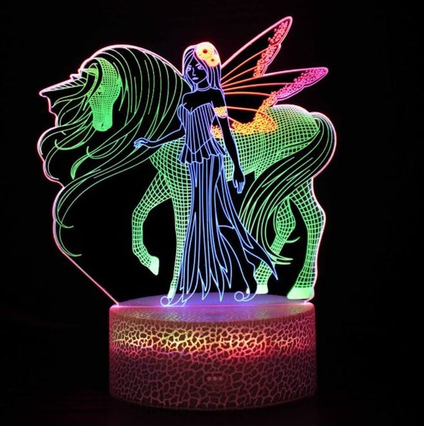 Unicorn,3D Dynamic Night Light, Power By USB or Battery, Dynamic Changing color Carousel 1
