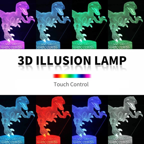 Dinosaur 3D Night LED Light, Power By USB, 7 Changeable colors Carousel 2