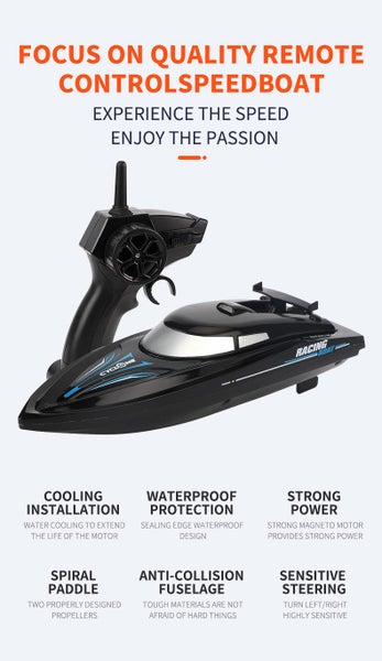 RC Boat, 2.4GB Long lasting Remote Boat, Rechargeable, Black Carousel 2