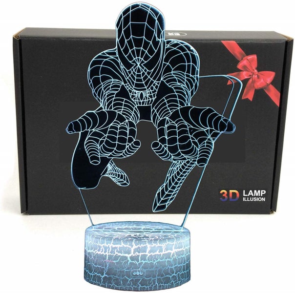 Spiderman 3D Night Lamp LED Light, Power By USB, 7 Changeable color Carousel 9