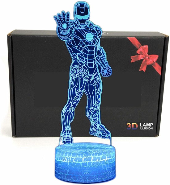 Iron Man 3D Night Lamp LED Light, Power By USB, 7 Changeable color Carousel 8