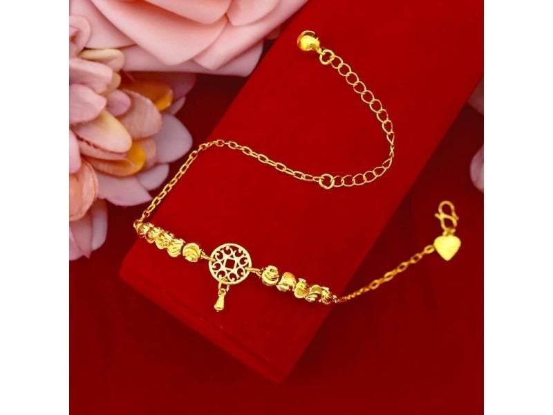 18K Gold Plated Bracelet For Women With Watermelon Bead Pendant Chain Carousel 1