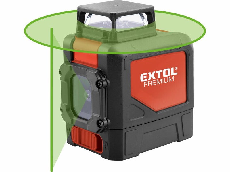 EXTOL Cross Line Laser Level,1x H 360°+1 V Green Line Carousel 1