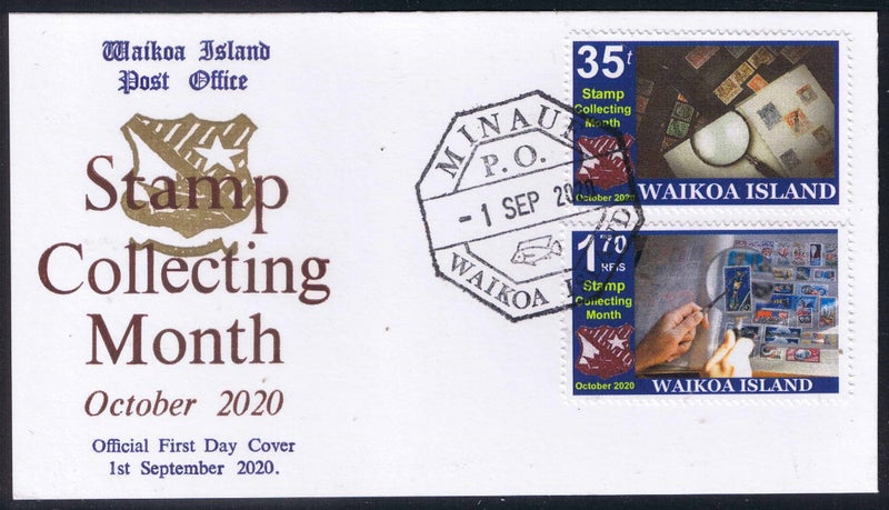 Waikoa Island 2020 Stamp Collecting Month set, FDC. Philately rules & is cool! Carousel 1