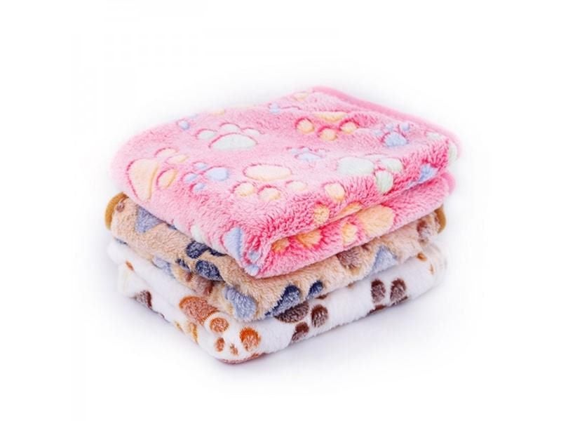 Winter Soft Pet Blanket Dog Cat Bed Mat With Foot Print Coral Fleece Carousel 2