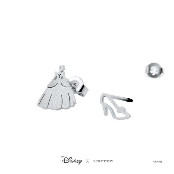 Disney x Short Story Earrings Cinderella Dress And Shoe - Silver Carousel 2