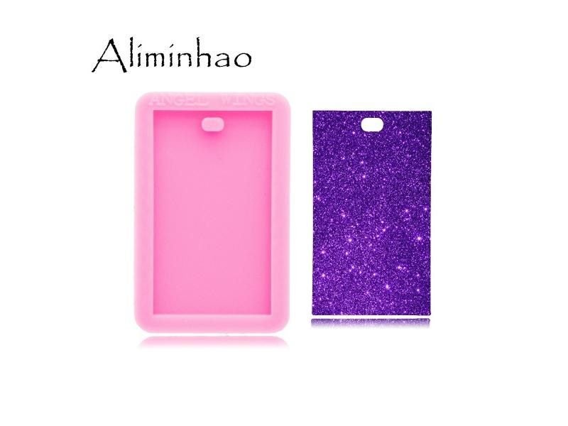DY0575 Shiny Hologram Rectangle Keychain Mould Silicone Epoxy Resin Mold Carousel 2