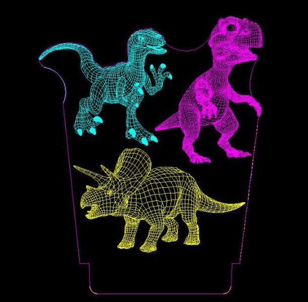 Dinosaur 3D Night Light, Power By USB or Battery, Colorful Dynamic Changing Carousel 1