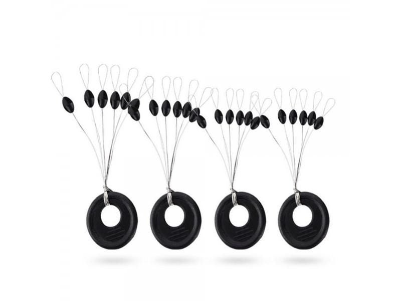 60 Pcs 10 Groups/Set Float 6 In 1 Black Rubber Stopper Fishing Bobber Space Carousel 1