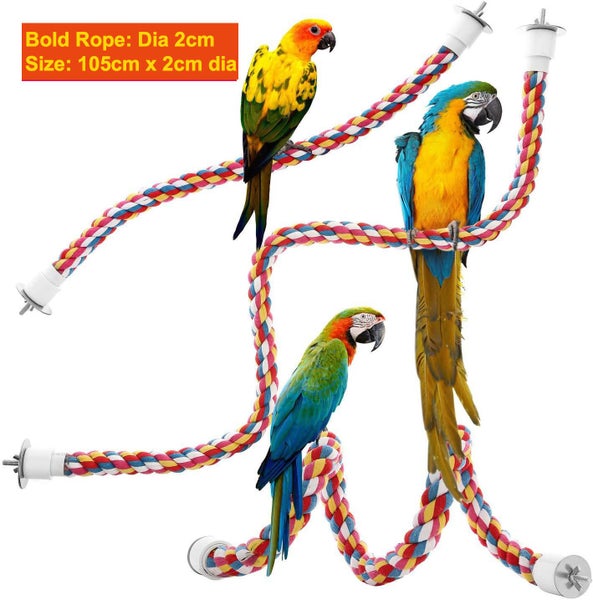 Bird Toy Bird Perch Coil Swing Cockatiel Cage Toy Chew Rope 105cm L x 2cm dia Carousel 1