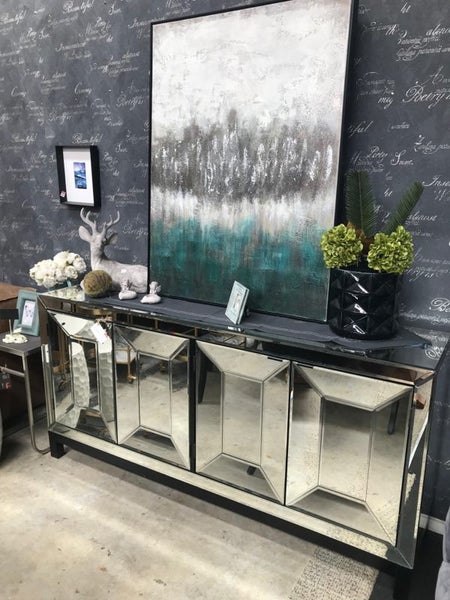 Grand 4 Door Beveled Mirror Picture Frame Sideboard Carousel 1