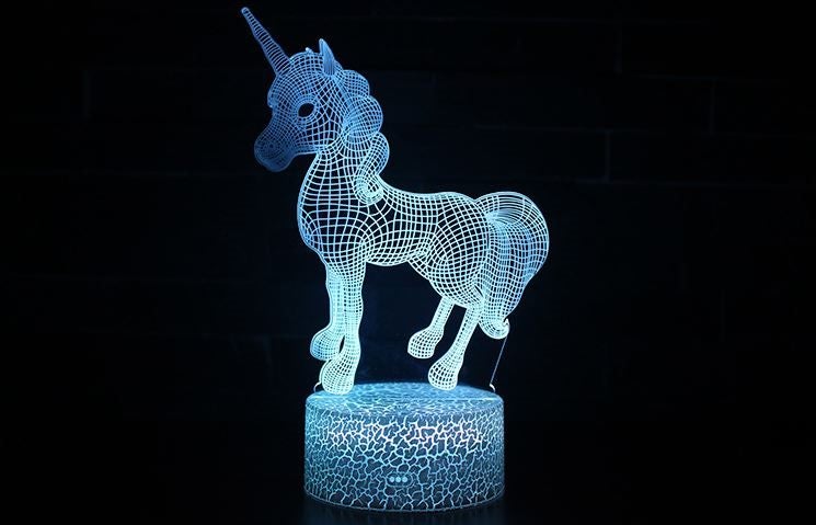 Unicorn 3D Night Lamp LED Light, Power By USB, 7 Changeable colors Carousel 2