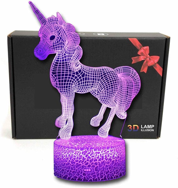 Unicorn 3D Night Lamp LED Light, Power By USB, 7 Changeable colors Carousel 7