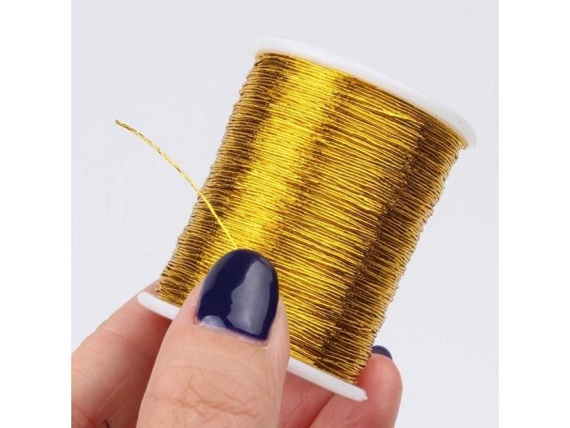 0.5mm 30Yards Gold Silver Embroidered Thread Bobbin DIY String Sewing Line Carousel 1