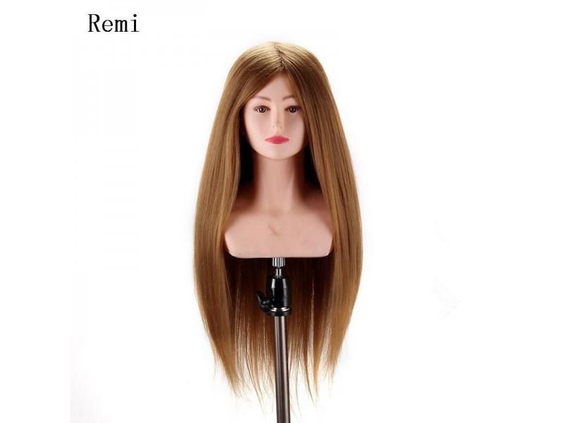 100% Real Human Hair Mannequin Head Doll 22" Blonde Great Quality Natural Hair Carousel 1