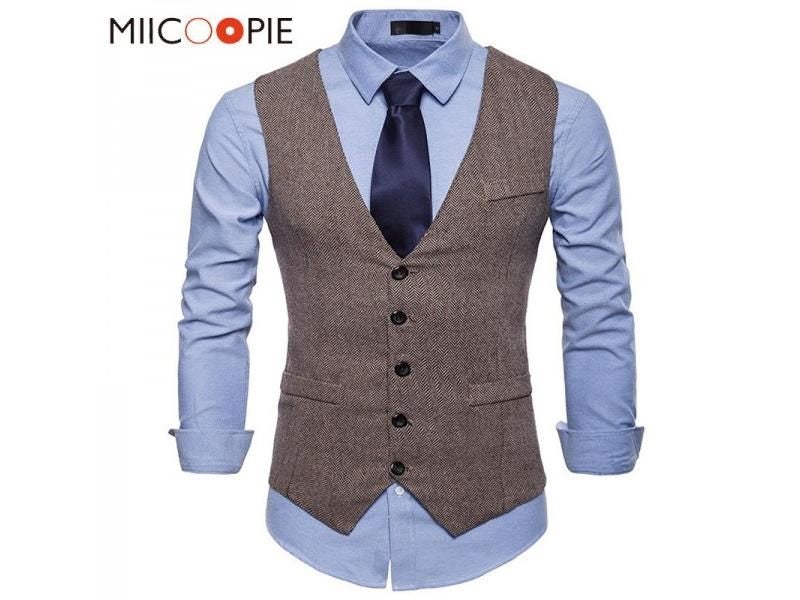 Men's Formal Dress Vest Herringbone Gilet XXL For Wedding Fitness Carousel 2