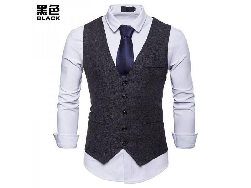 Men's Formal Dress Vest Herringbone Gilet XXL For Wedding Fitness Carousel 1
