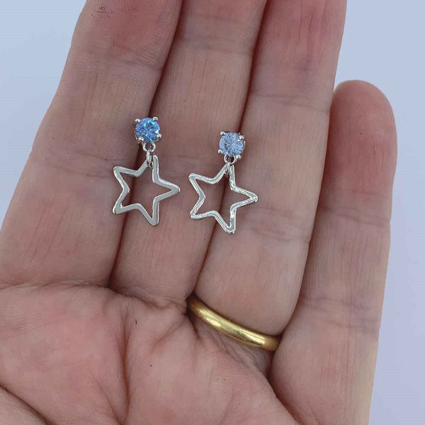 925 Sterling Silver Star Sky Blue Topaz Earrings "Sitara" Carousel 2