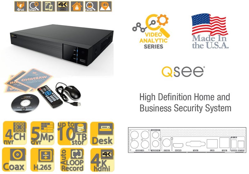 DVR CCTV Q-See 4 Channels AHD TVI CVI and 2 Channels IP 5MP resolution USA Brand Carousel 1