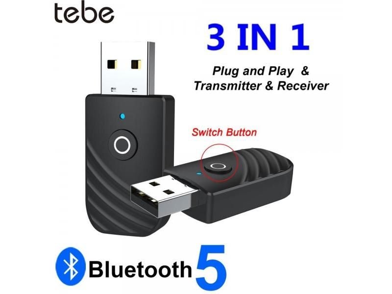 Tebe USB Bluetooth 5.0 Adapter 3 In 1 Audio Receiver Transmitter 3.5mm AUX Carousel 1