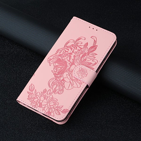 Iphone air embossed PU leather wallet case floral & tiger rosegold Carousel 2