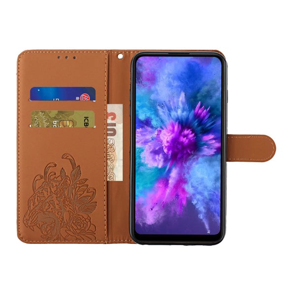 moto g34 embossed PU leather wallet case floral & tiger brown Carousel 6