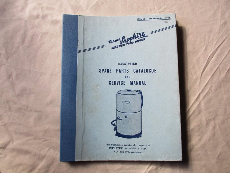 Spare Parts & Service Manual For The 1956 Turner ' Sapphire ' Washer Spin Dryer Carousel 1