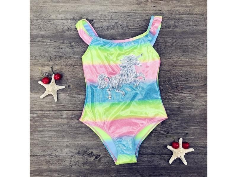 Unicorn Children Swimwear Rainbow Print Girls One Piece Children Swimsuits Carousel 2