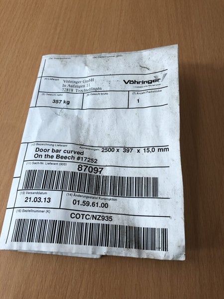 Cupboard Doors Caravan Curved 2500x400 mm Carousel 16