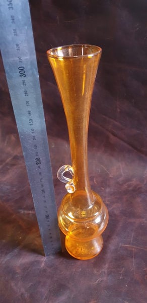 Vintage Handblown Orange Art Glass Jug/Vase Carousel 6