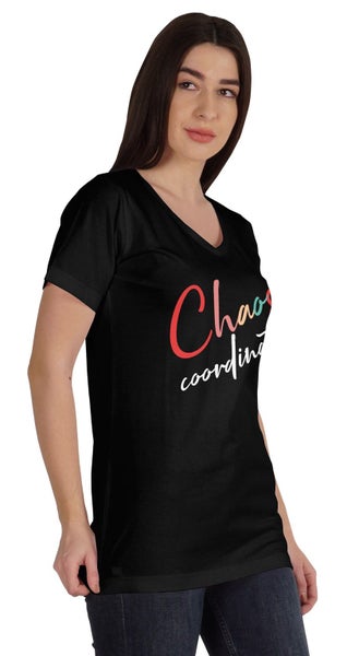 Inkmeso V-Neck Chaos Coordination Tshirt Tops For Mom Graphic Print Women Carousel 2