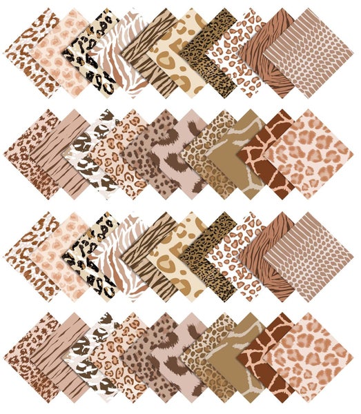 Soimoi 40Pcs Animals Print Cotton Precut Fabrics For Quilting Craft Strips Carousel 2
