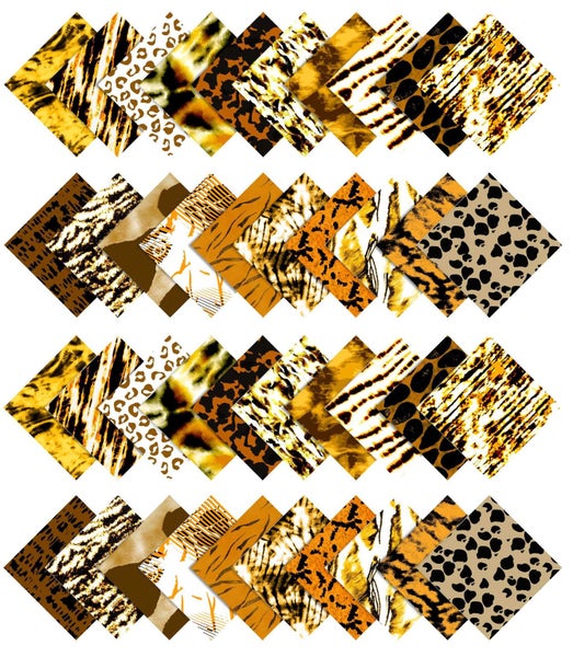 Soimoi 40Pcs Animals Print Cotton Precut Fabrics For Quilting Craft Strips Carousel 2