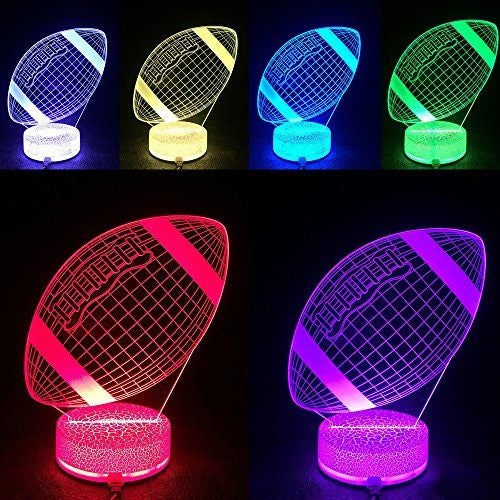 Rugby 3D Night LED Light, Power By USB, 7 Changeable color Carousel 2