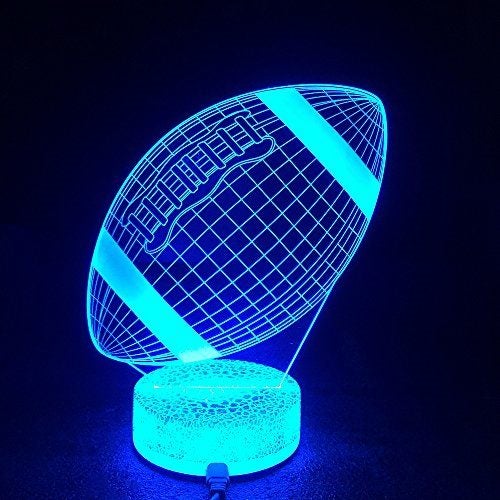 Rugby 3D Night LED Light, Power By USB, 7 Changeable color Carousel 1