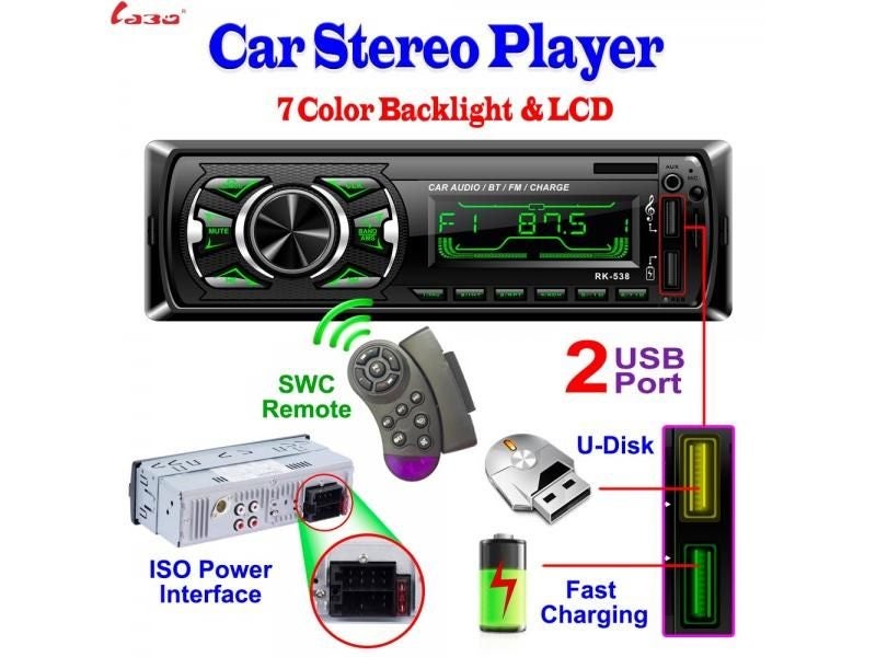 LaBo Car Radio Stereo Player Bluetooth Phone AUX-IN MP3 FM/USB/1 Din/SWC Carousel 2