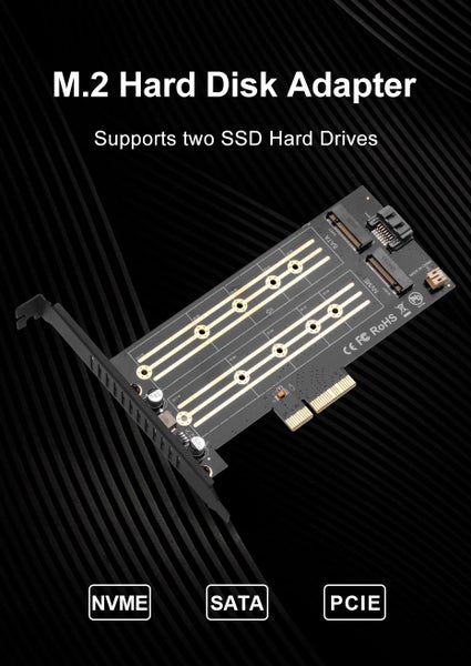 M.2 NVMe NGFF To PCIE 3.0 X4 Adapter M/B KEY Dual Riser Card 2230/2242/2260/2280 Carousel 1