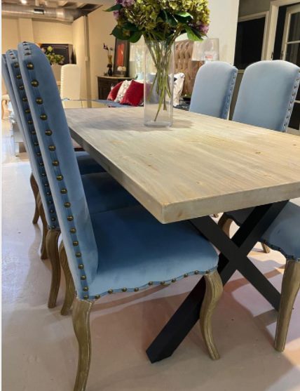 LAST SET OF 5 - Cathy Upholstery dining chair - BLUE Velvet *Floor Models Carousel 7