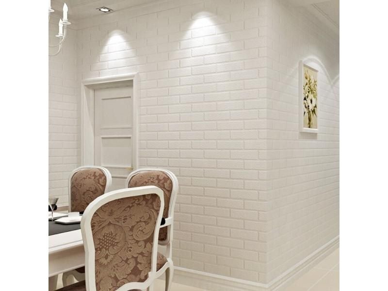 Off White 3D Modern Design Brick Wallpaper Roll Vinyl Wall Covering For LR DR Carousel 2