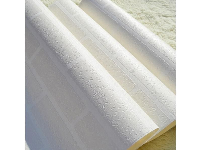 Off White 3D Modern Design Brick Wallpaper Roll Vinyl Wall Covering For LR DR Carousel 1