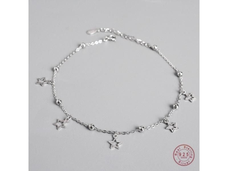 925 Sterling Silver Star Pendant Anklet For Women Summer Beach Jewelry Carousel 2