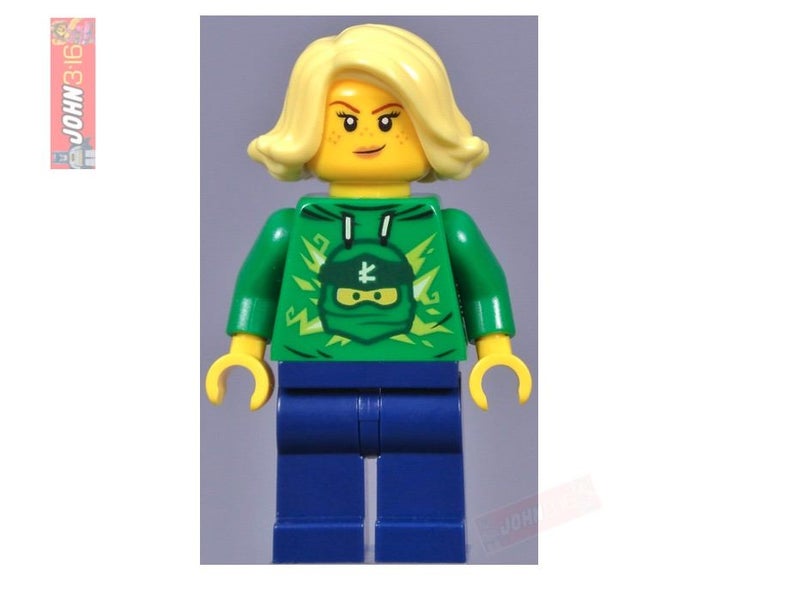 AWESOME LEGO MINIFIGURE - CHRISTINA, THE GREATEST NINJAGO FAN with LLOYD HOODIE Carousel 1