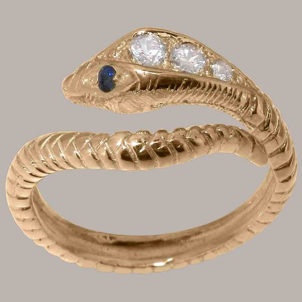 Rose Gold Natural Diamond & Sapphire Womens Band Ring - Full 14k UK Hallmark Carousel 1