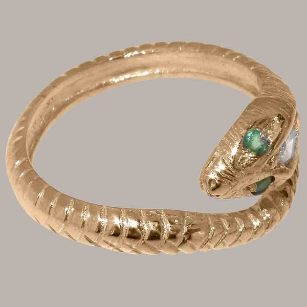 Rose Gold Cubic Zirconia & Emerald Womens Band Ring - Full 9ct UK Hallmark Carousel 2