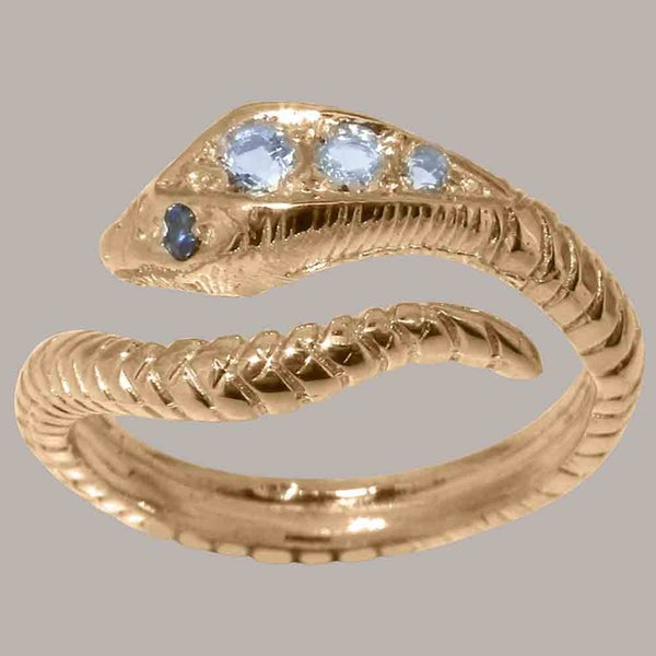 Rose Gold Natural Aquamarine & Sapphire Womens Band Ring - Full 18k UK Hallmark Carousel 1